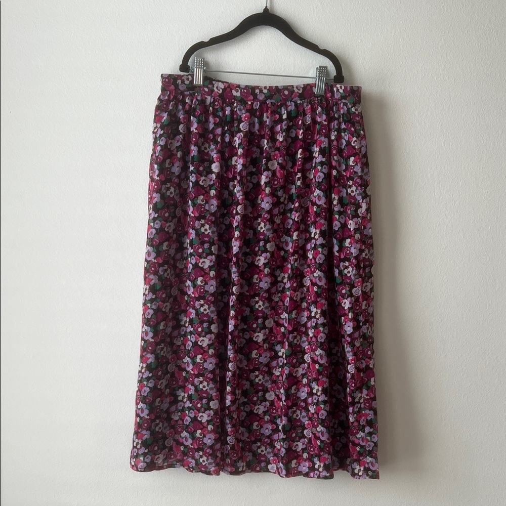 J. Crew Floral A-Line Skirt - Pink and Purple